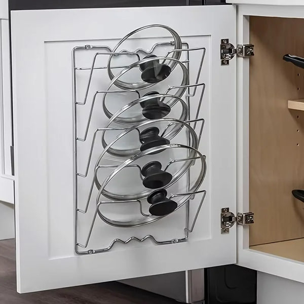 Wall-Mounted Pot Lid Rack – Durable Metal Multi-Layer Kitchen Storage Organizer