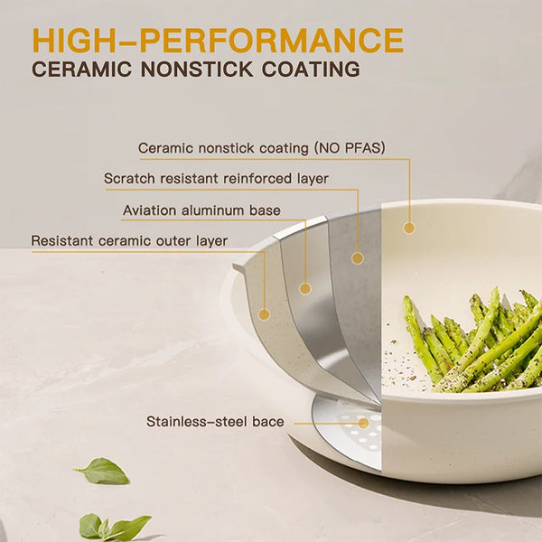 Astercook 21-Piece Non-Stick Ceramic Cookware Set