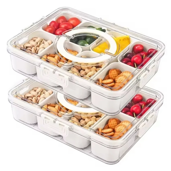 4/8 Grid Snack Box – Portable Food Storage & Travel Organizer with Lid