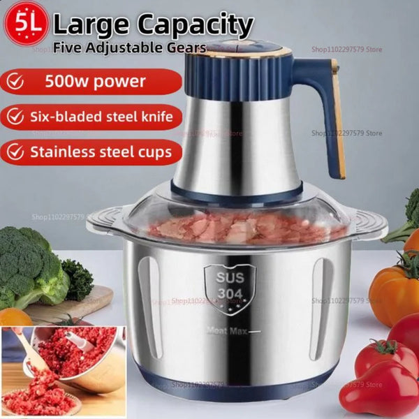 5L Electric Meat Grinder & Food Processor – Stainless Steel