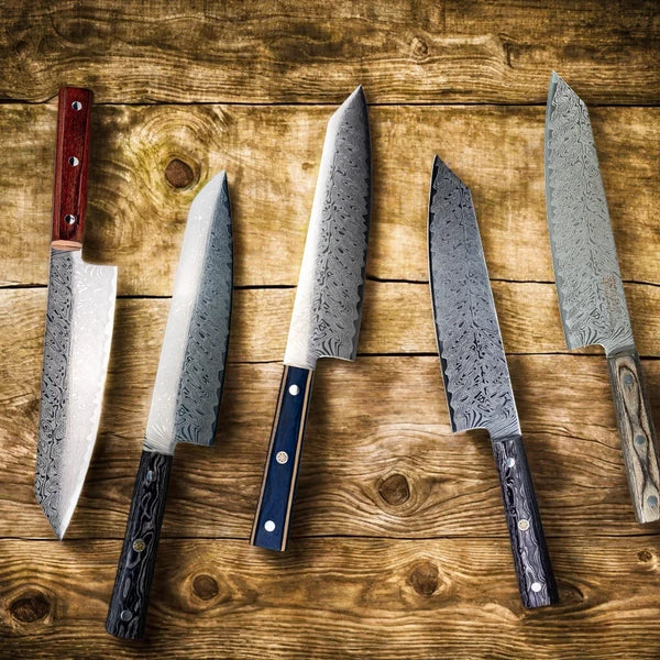 Damascus Pattern Chef Knife – Japanese Santoku & Cleaver Style