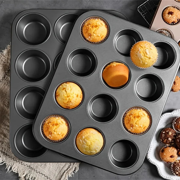 2-Piece 12-Cup Muffin & Cupcake Pan Set – Nonstick Carbon Steel