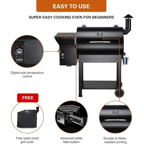 ZPG-7002B Wood Pellet Grill & Smoker – 8-in-1 BBQ