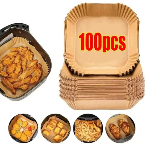 50/100pcs Air Fryer Liners – Nonstick Disposable Baking Parchment Paper