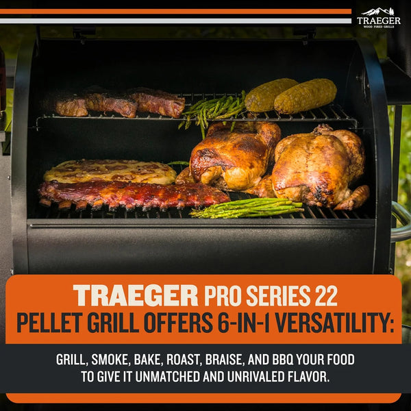 Traeger Pro 22 Wood Pellet Grill & Smoker – 6-in-1 BBQ