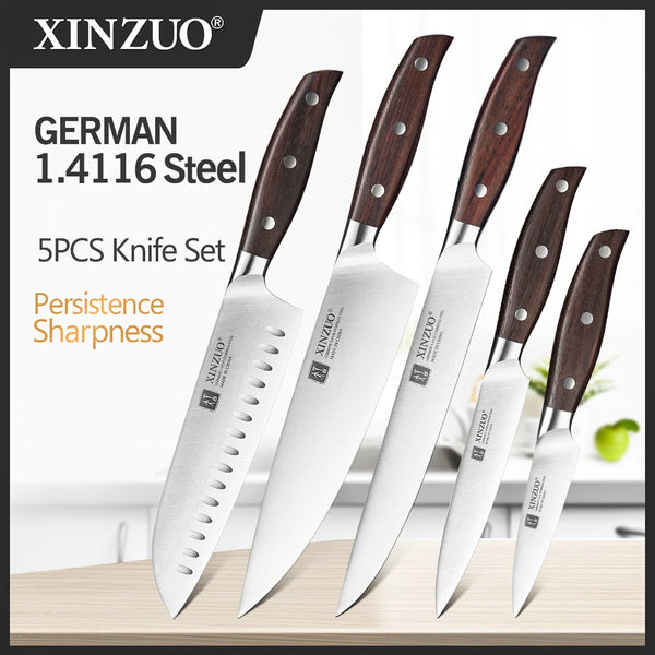 XINZUO Kitchen Knife Set – 1/5 Pcs German 1.4116 Stainless Steel Knives