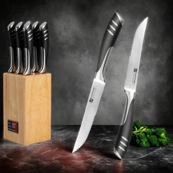 6-Piece Steak Knife & Fork Block Set – Forged Stainless Steel