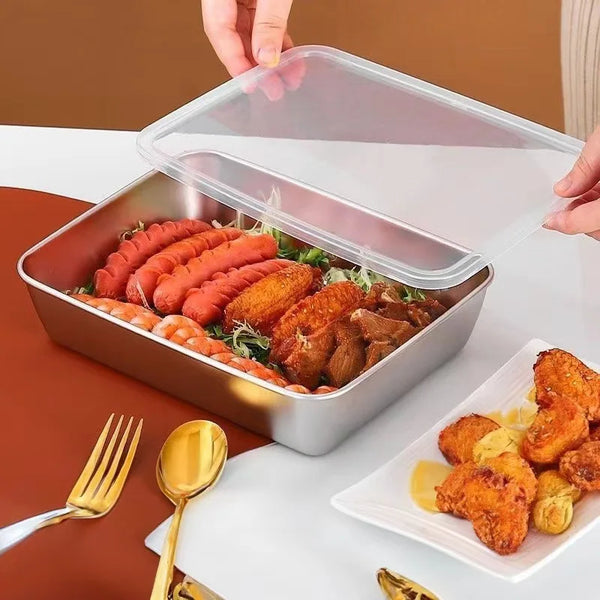 Stainless Steel Rectangle Food Serving Tray