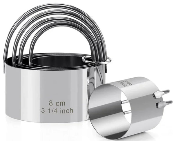 5-Piece Round Biscuit Cutter Set – Stainless Steel with Handle