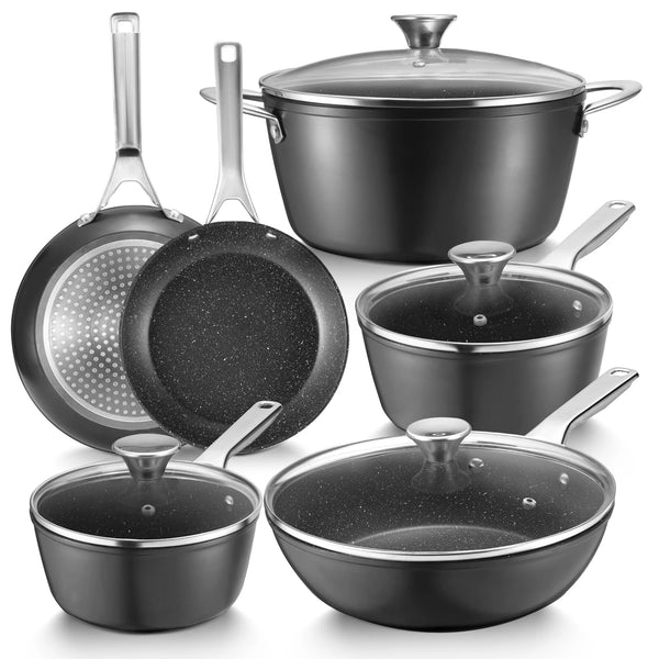 BEZIA 10-Piece Nonstick Cookware Set – Induction & All-Stove Compatible
