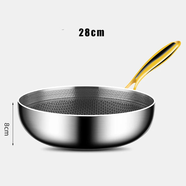 316 Stainless Steel Honeycomb Frying Pan Wok