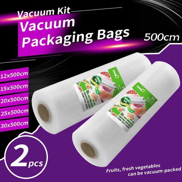 2-Pack Vacuum Sealer Rolls – 500cm Textured Food Storage