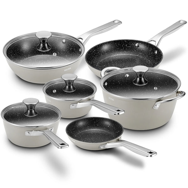 BEZIA 10-Piece Nonstick Cookware Set – Induction & All-Stove Compatible