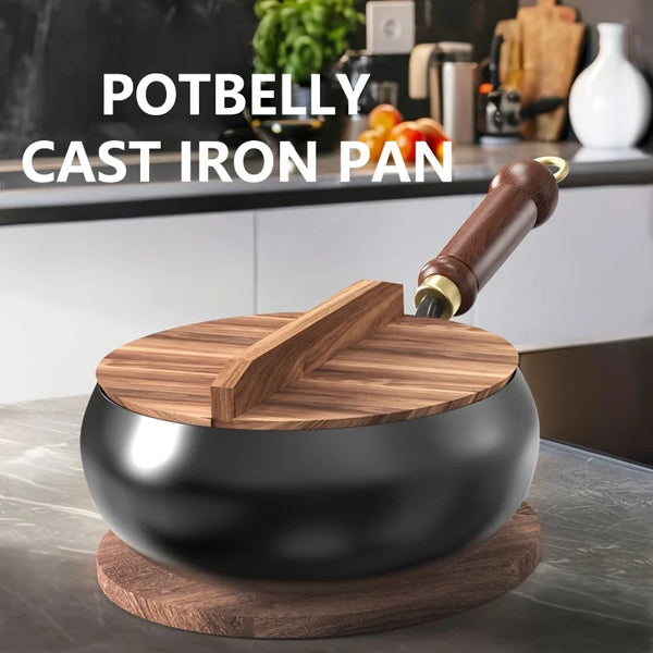 Handmade Iron Wok – Large-Bellied Non-Stick Pan