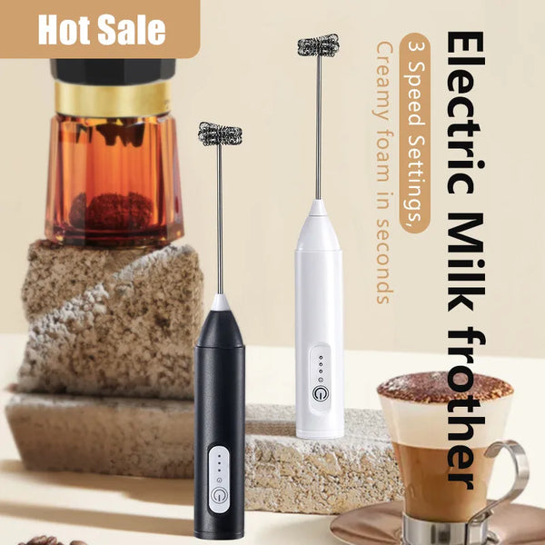 Handheld Electric Milk Frother – Stainless Steel Coffee Foamer & Egg Beater