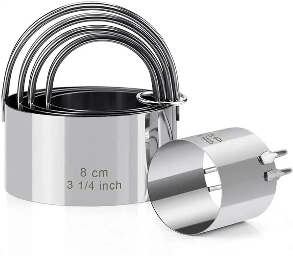 5-Piece Round Biscuit Cutter Set – Stainless Steel with Handle