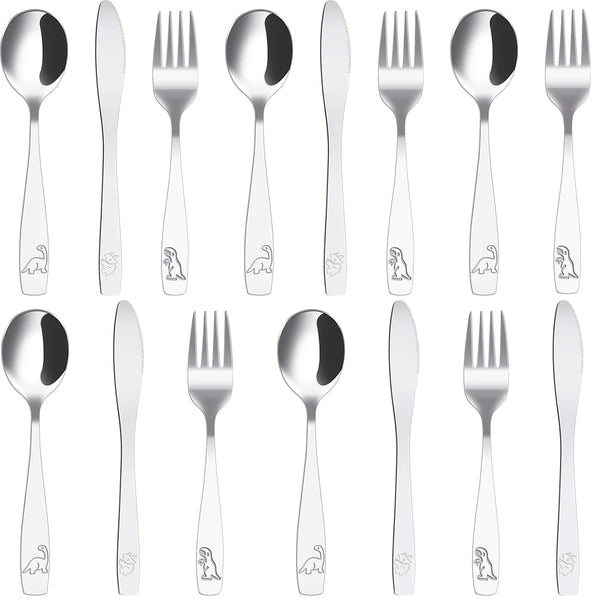 9/15-Piece Kids Stainless Steel Silverware – Dinosaur Flatware Set