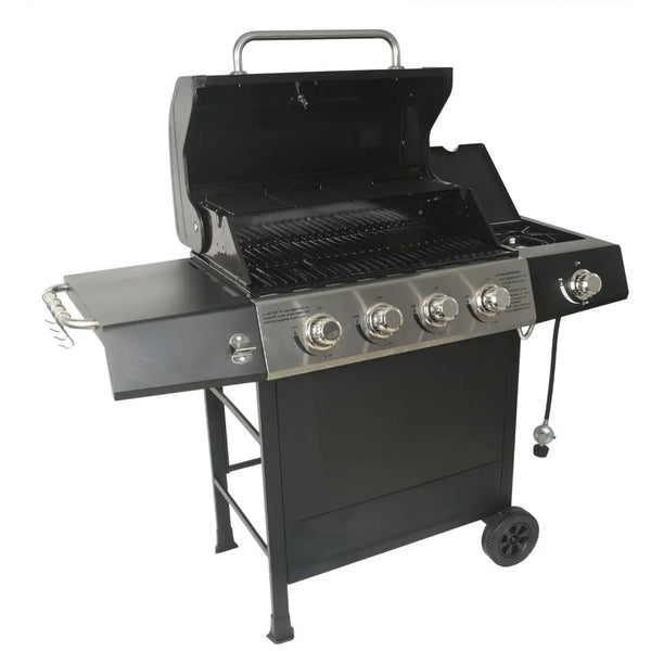 4-Burner Outdoor BBQ Propane Gas Grill with Side Burner